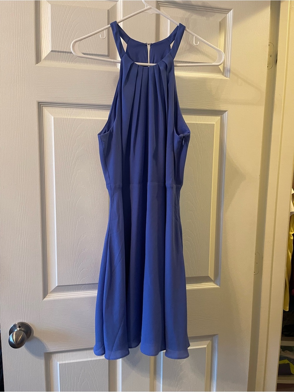 Express One-Shoulder Pleated Mini Dress in Periwinkle Blue
